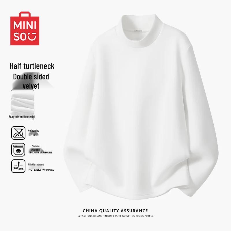 MINISO Men's Thermal Double-Fleece Long-Sleeve T-Shirt