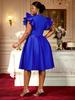 A Line Ruffle Sleeve Plus Size Dress with Pearl Embellished Neckline Ideal for Wedding Cocktail Parties and Special Celebrations