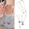 2pcs/set Zircon Heart Pendant Necklace Crystal Angel Wing Collarbone Chain for Women Girl Aesthetic Jewelry Long Chain