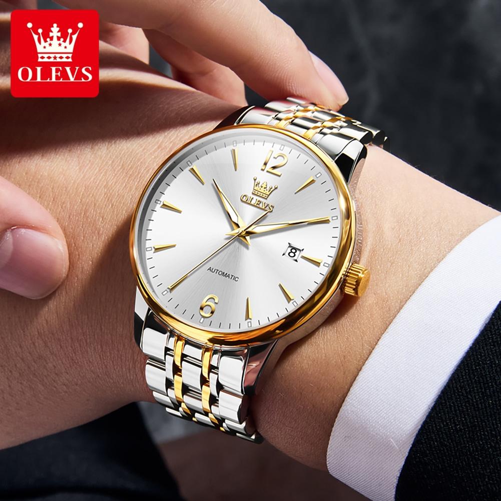 OLEVS 6741 Mens Watch Original Automatic Mechanical Watches Stainless Steel Watches For Man Gifts High Quality Big Dial Reloj