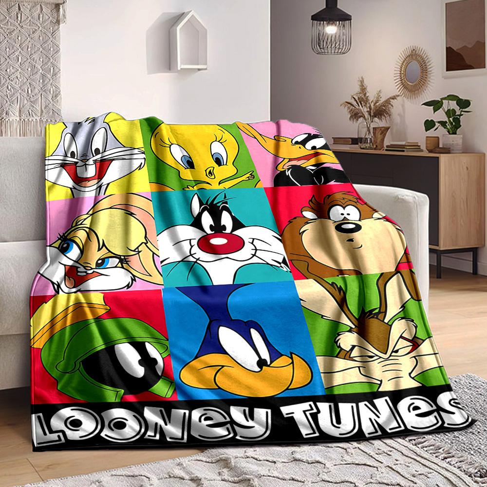 1pc Looney Tunes Flannel Throw Blanket Lightweight Soft Warm All Season Blanket for Sofa, Bed, Travel,L1029025