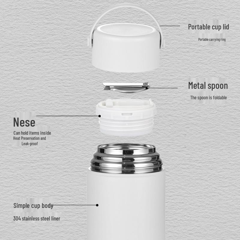 304 Stainless Steel Double-Layer Vacuum Insulated Thermal Flask and Lunch Box, 1050ML
