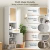 Hoher Stand-Badezimmerschrank, Rattan-Türen, Links-Rechts umkehrbar, Schublade, Magnetverschluss, Soft-Close-Scharniere, 40×30×166 cm, Weiß