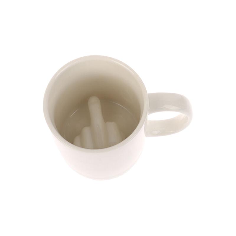 300Ml Creative Design White Middle Finger Mug Novelty Style Mixing Coffee Milk Cup Funny Ceramic Mug Mug Drinkware For Party onesize