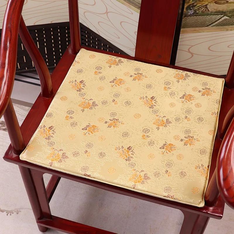 Square Chinese Style Mahogany Sofa Cushion Removable Washable Non-slip Single Seat Cushion Home Chair Pad Soft No Ball No Fading