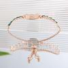 Fashion Green Leaf Thin Belt With Diamond Malachite Green Round Women'S Watch Pull Adjustment Chain Women'S Quartz Watch