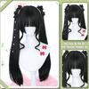 Long Straight Hair Double Ponytail Synthetic Wig Female Straight Bangs Lolita Cosplay Festival Straight Hair Double Ponytail Wig
