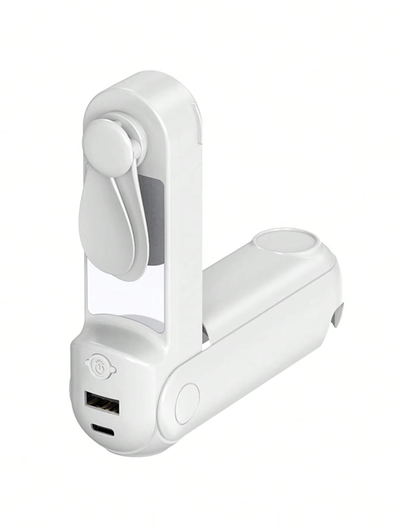 

Portable Foldable Fan Handheld Fan 270 ° Adjustable Mini Fan Rechargeable 5-in-1 Bracket/Mirror/Flashlight/Fan/Power Bank