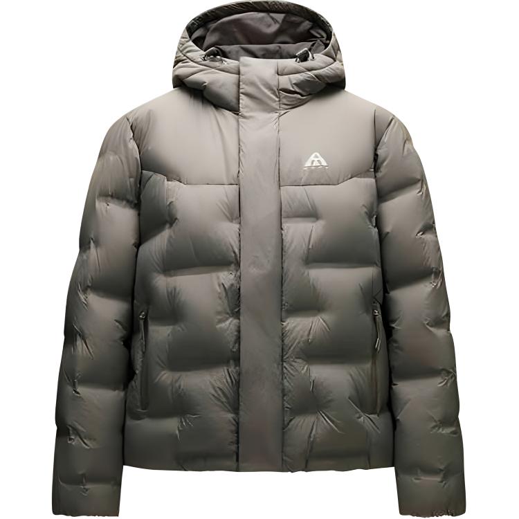 Anta Outdoor Series Letter Hooded Long Sleeve Down Jacket Men Outerwear Bronze 952446902-4