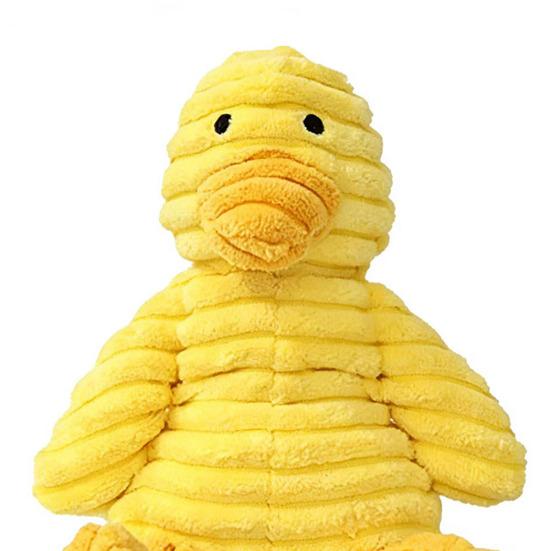 Pet Toy with Soft Plush Fabric Bite-Resistant Chew Toy Built-in Sound Design Yellow Duck Shape Dog Toy for Puppy Adult Dog