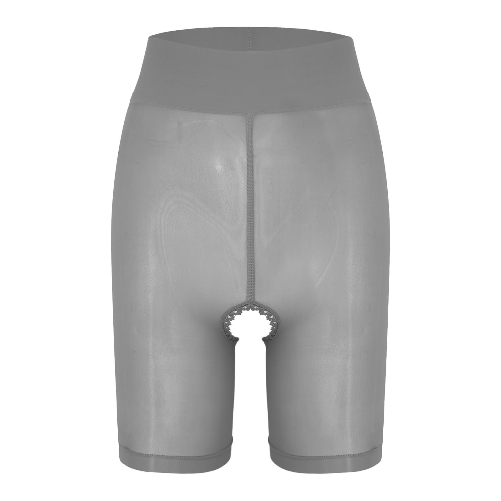 

Жіночі глянцеві прозорі боксерки з високою посадкою, еластичні шорти для байкерів, прозора білизна для спортивного одягу сірий
