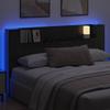 Headboard Cabinet with LED Lighting Black Oak 180 x 16.5 x 103.5 cm
