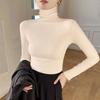 All-match Solid Color Pullover Long Sleeve Women's Clothing Spring Autumn Turtleneck T-shirt Casual Vintage Office Lady Tops