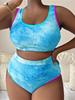 0XL - 4XL Novo Biquíni Tie Dye Tamanho Grande Maiô Plus Size Feminino Maiô Feminino Conjunto de Biquíni de Duas Peças Maiô