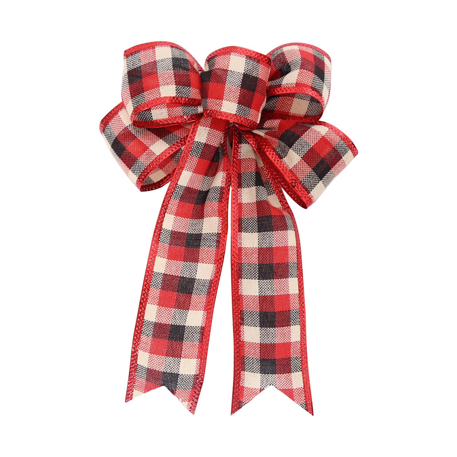 

4PC Christmas Tree Bows Decorative Mesh Ribbon Bows for Holiday Tree Ornaments and Gift Wrapping Seasonal Home Decoration