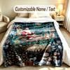 Christmas Theme Soft Blanket Personalized Custom Name Text Print Warm Blanket Home Sofa Bedroom Decor