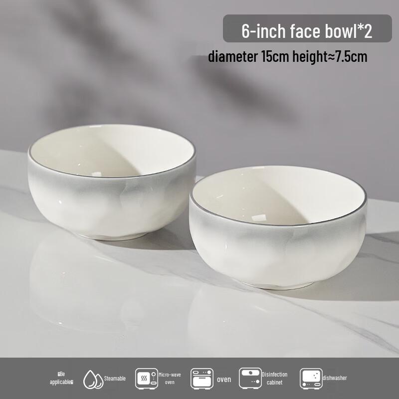 Haoya Jingdezhen Underglaze Ceramic Noodle Bowl - 6-inch (Set of 2)