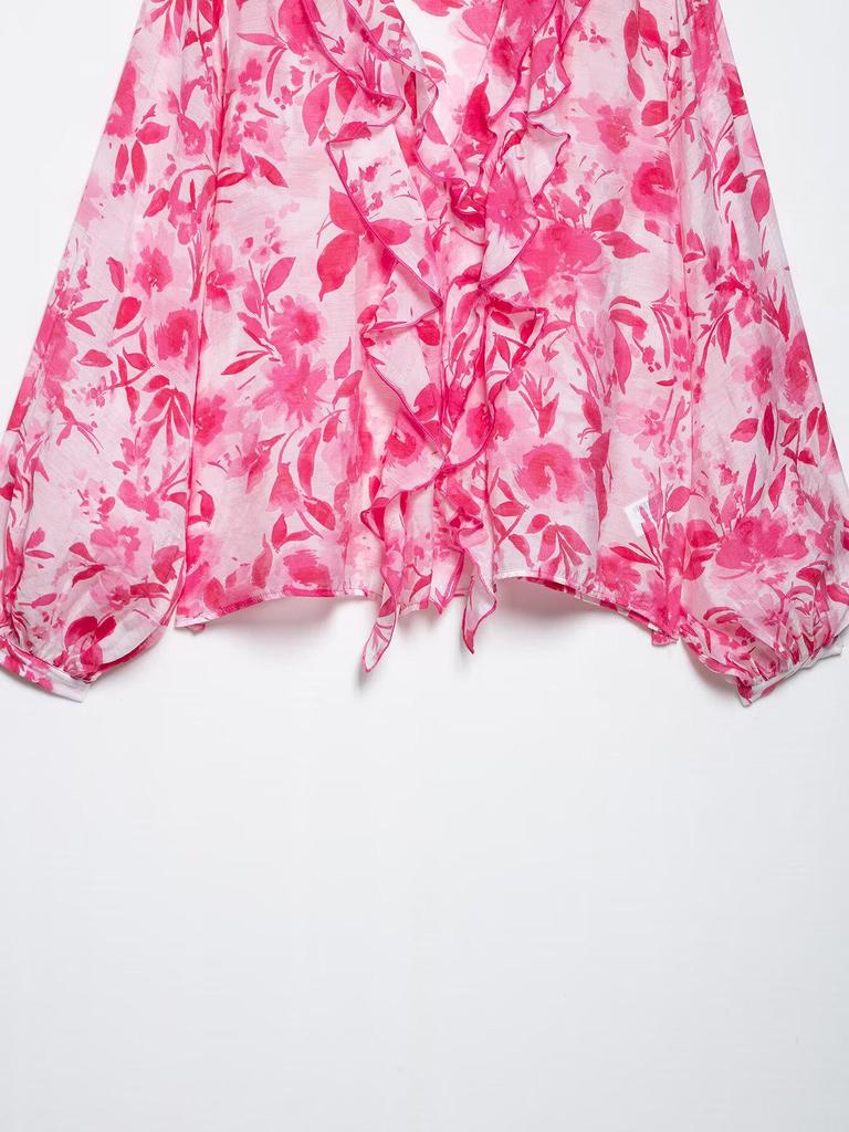 Spring 2025 Women's European & American Layered Print Shirt & Half Skirt Styles