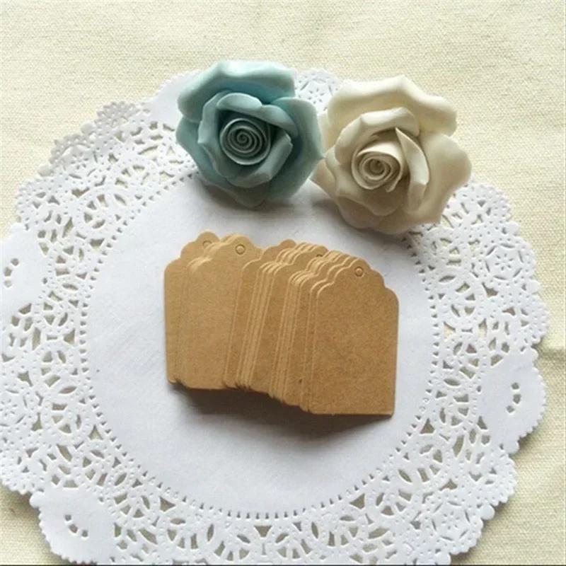 100Pcs/ Lot Rustic 40mm*70mm Kraft Paper Gift Tags Blank Gift Tags Hang Tags Wedding Luggage Decoration Gift Label Mark Paper
