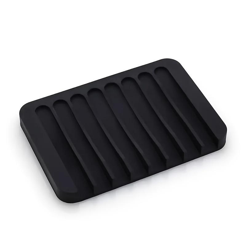 Square Creative Soap Dish, No-Drill Simple Drainage Holder for Waterless Storage чёрный