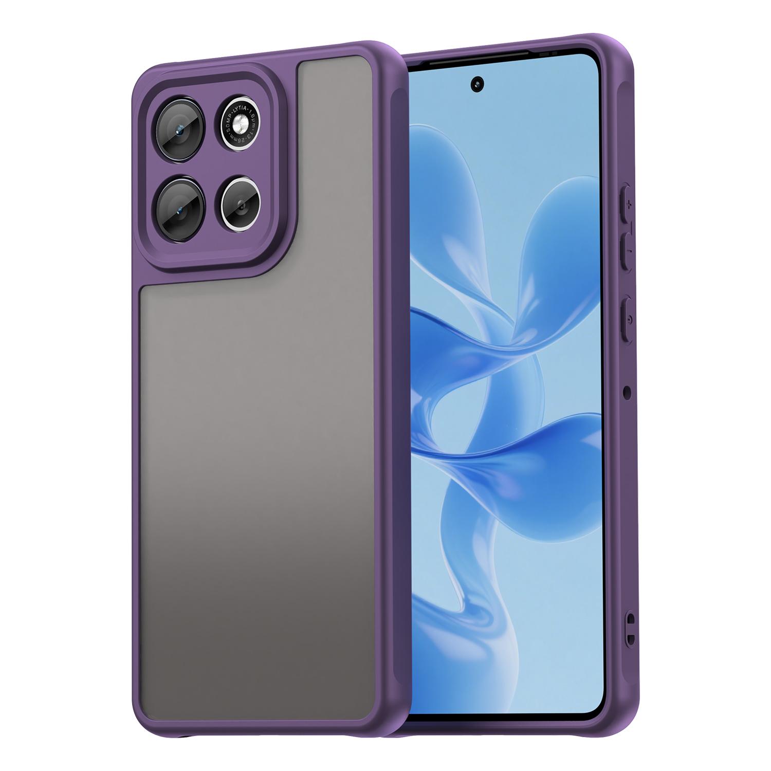 

For Motorola Moto G100 Pro 5G/G86 5G Case Drop Proof Airbags Frosted Translucent PC+TPU Phone Back Cover Purple