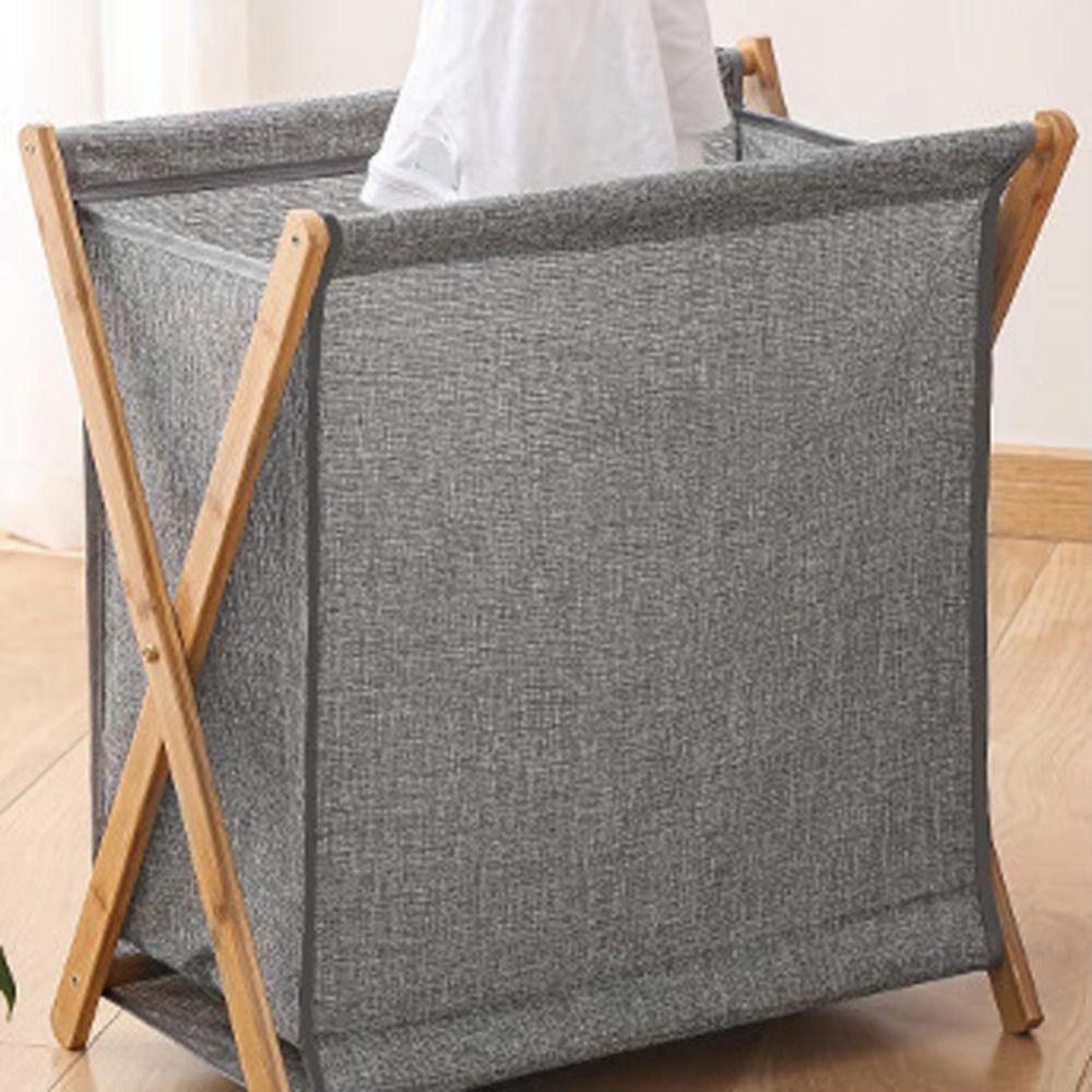 Bamboo Bracket Laundry Basket Foldable Dirty Clothes Organizer Collapsible Clothes Bins  Home