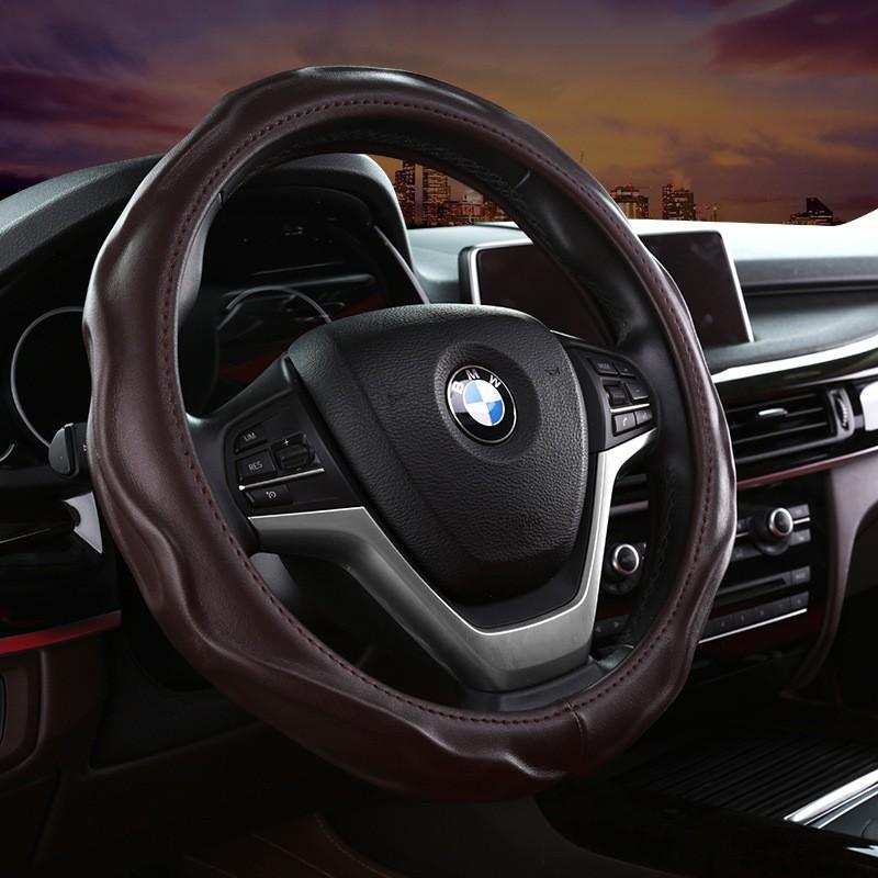Universal Leather-Style Steering Wheel Cover Soft Comfortable 38cm Diameter Car Interior Sporty Design