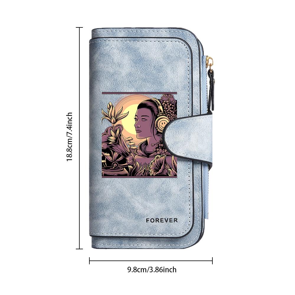 Women's Fashion Pattern Print Long Wallet Multi Card Slot Portable Purse