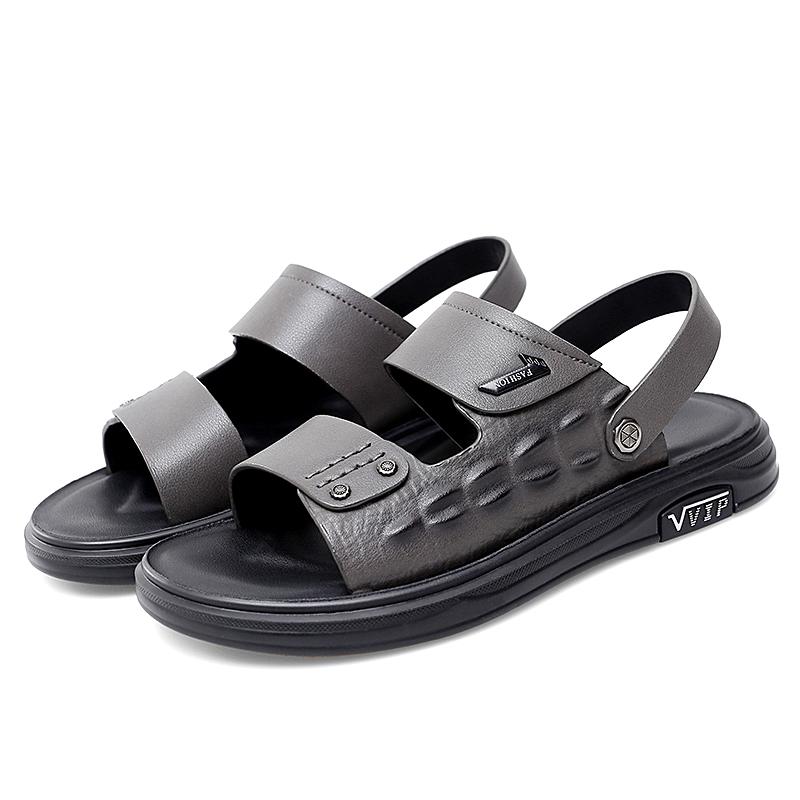 Men's Summer Fashion Crocodile Sandals Slippers Adult Leisure Comfort Thick Sole Beach Shoes Anti slip Open Toe Leather Sandals