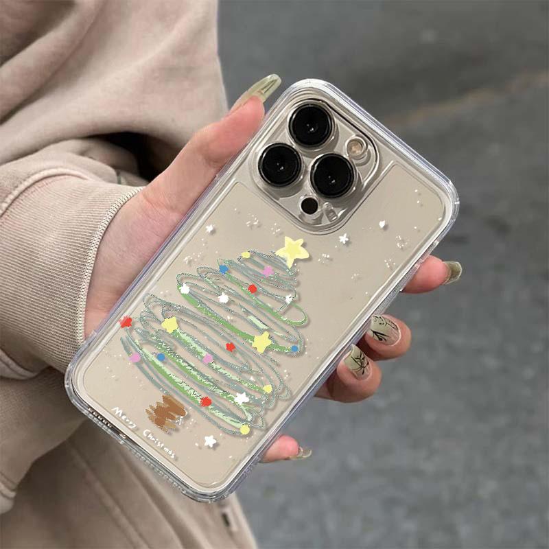 Christmas Tree Drawing iPhone Case - Compatible with iPhone 16/15/12/11/XR, Full Coverage, Soft, Drop Protection