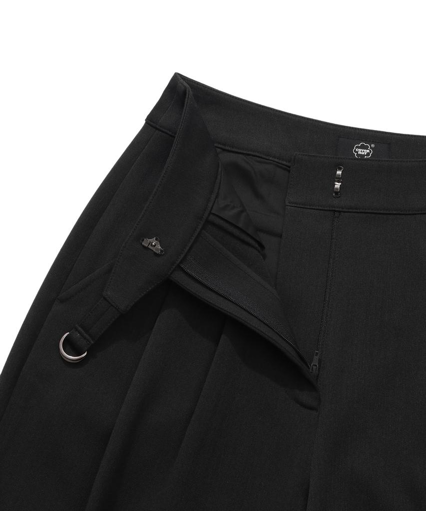 COVERNAT WOMAN Double-Pleated Belted Wide Pants Charcoal