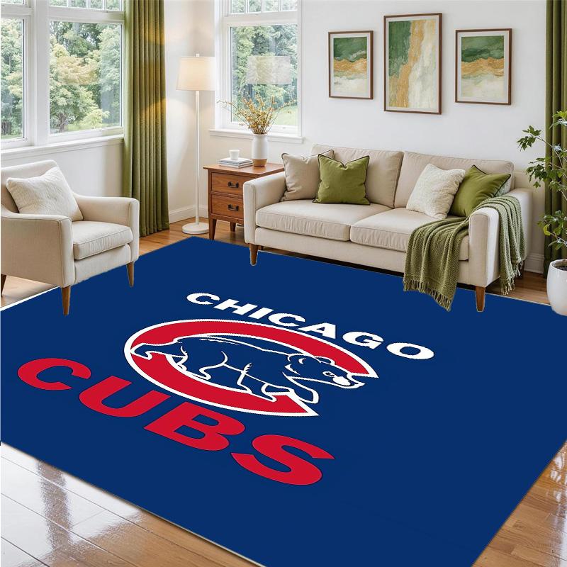 Chicago Cubs Design Crystal Velvet Rug Soft Decorative Mat for Bedroom Entrance