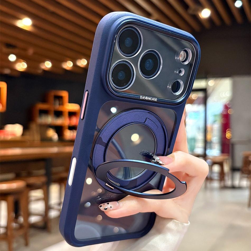 For  Rotating Bracket Transparent Acrylic Case for For Iphone 17 16 Pro Max Ring Holder Stand Acrylic Shockproof Clear Cover