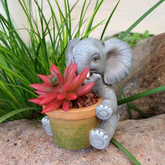 Härlig elefantblomkruka Handgjord hartsplanta Kruka Dekorativ saftigväxtkruka för Hem Rum Trädgård Balkong Kontor
