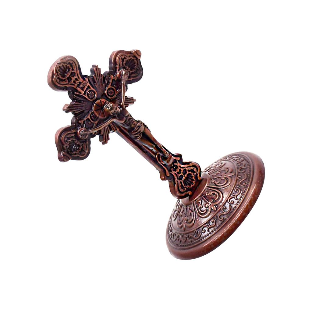 Elegantes Kruzifix-Modell aus Metall, kleine Statue, perfekt für die katholische Heimdekoration, feine Handwerkskunst, Tischdekoration, 8,5 cm