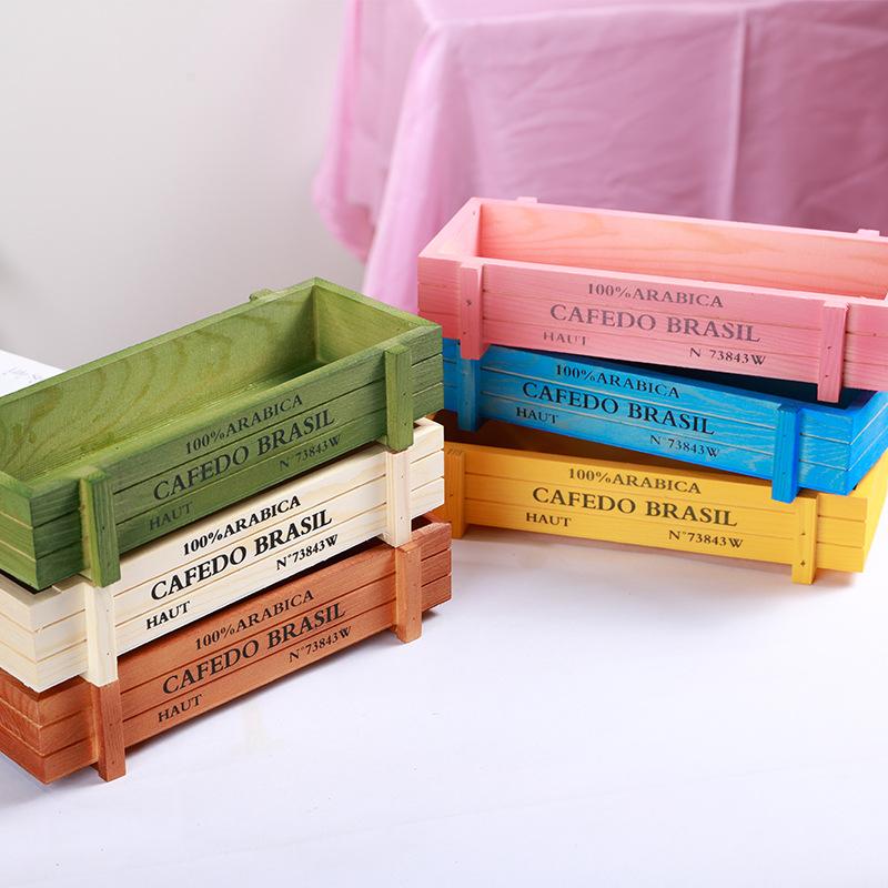 Vintage Wood Planter Box Garden Yard Micro Landscape Flower Succulent Container Plant Pot Pots De Jardin Garden Accessories