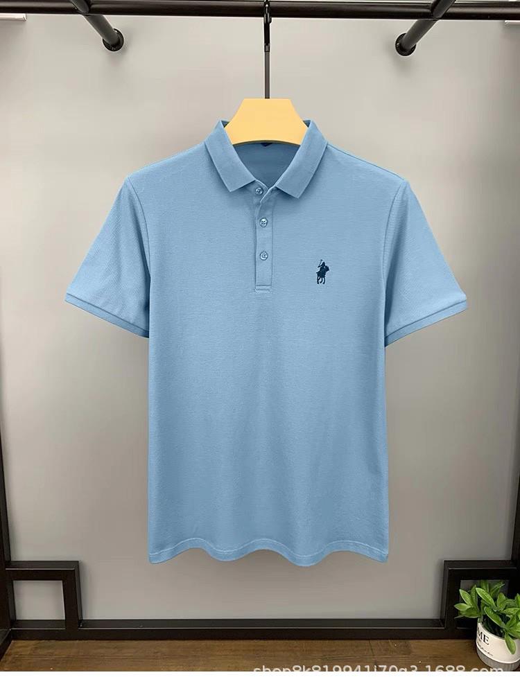 Men's High-End Summer Polo Shirt with Embroidered Pony Logo - Short Sleeve, Turn-Down Collar, Business Casual Top