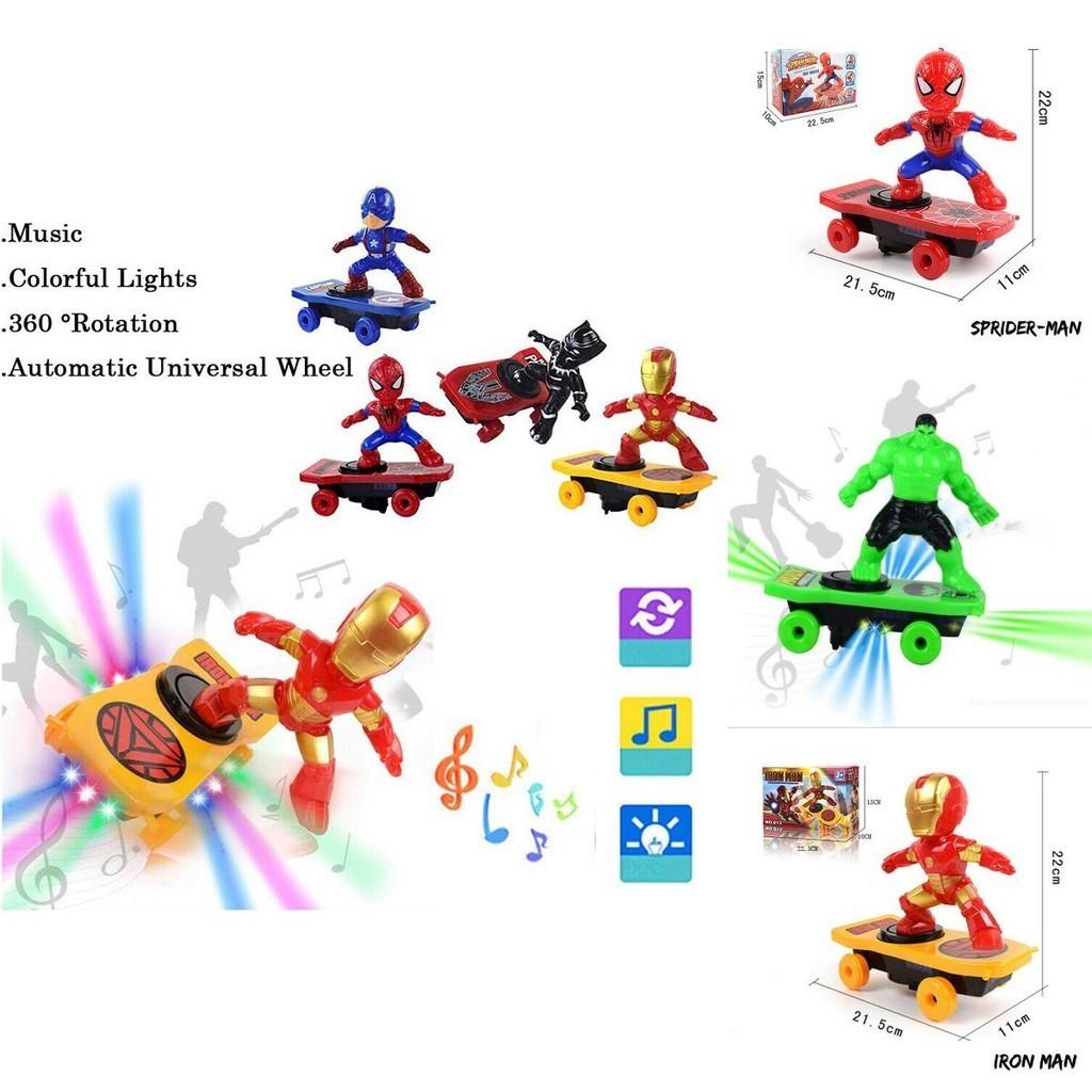 Hrdinský červený elektrický skateboard Spiderman Hračka Pro Děti S Barevnými Světly A Hudbou