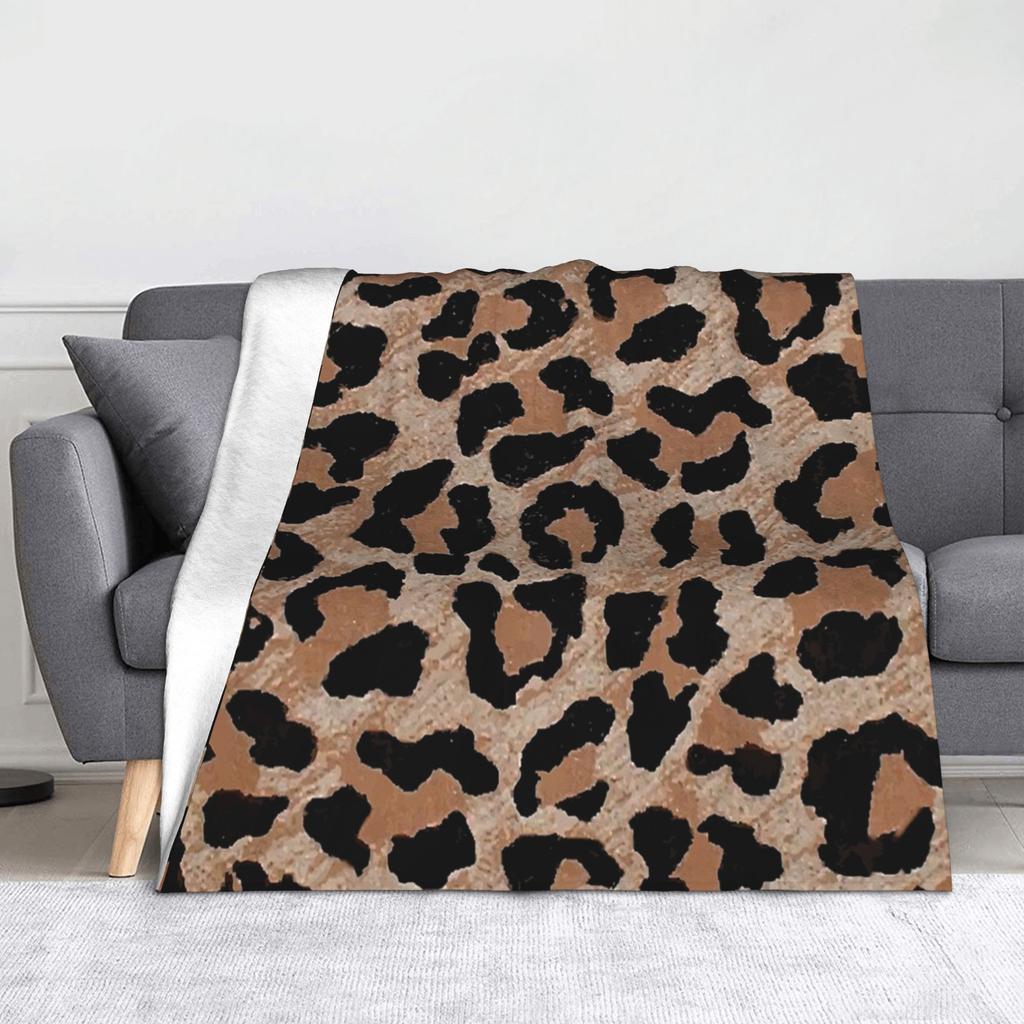 Leopard Print Blankets Flannel Decoration Breathable Super Warm Throw Blanket for Sofa Couch Bedspreads