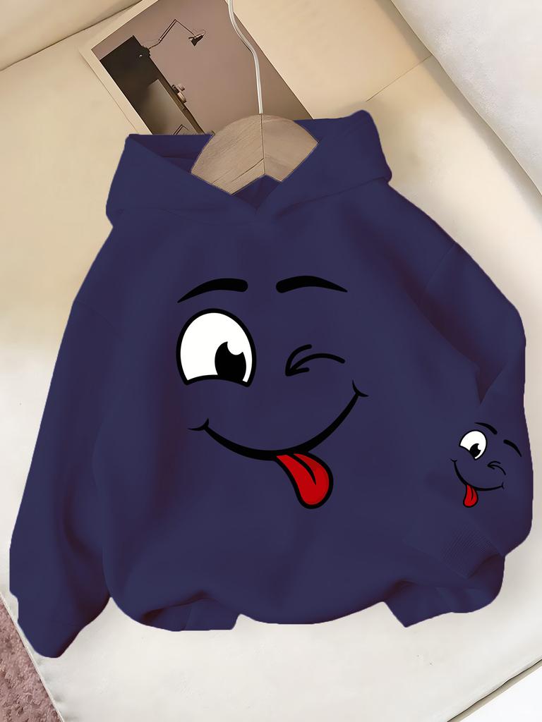 New Autumn/winter Stylish Printed Hooded Sweatshirt, Girls' Size, Suitable for Boys and Girls Aged 6-12, Christmas Gift.