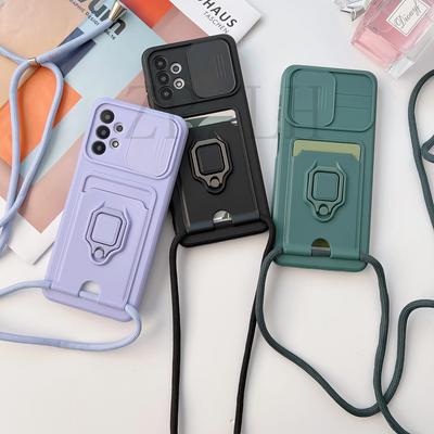 Crossbody Necklace Cord Lanyard Wallet Card Case For Samsung S23 S22 Ultra A14 A24 A34 A54 A13 A23 A33 A53 A12 A32 A52 A31 A51 A71/Redmi Note 12 11