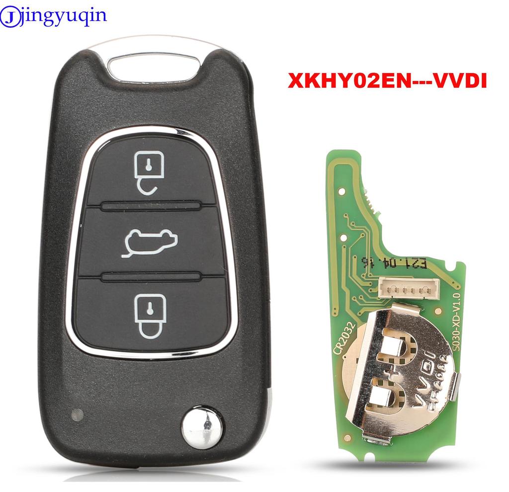 Jingyuqin Xhorse XKHY02EN Wire Remote Key For Hyundai Flip 3 Buttons English