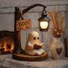 Eerie Ambient Lighting Halloween Gothic Witch Lantern, Resin Tabletop Decor with Warm Glow, Spooky Centerpiece for Shelf Desk Party, Haunted