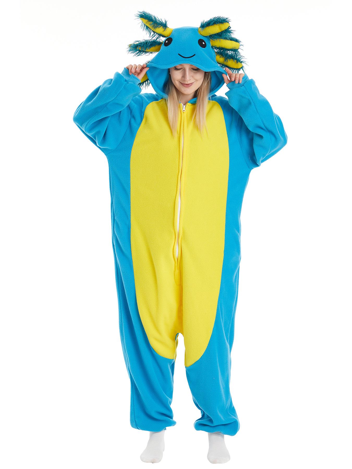 

Black & White Dragon Cartoon Onesie Pajamas, Couple Style, Medium-Thick, Plus Size Homewear. Small