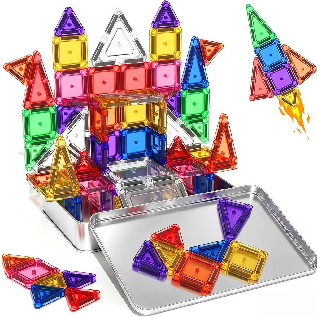 Portable Magnetic Stained Glass Building Tiles Set for Kids - Educational Toy