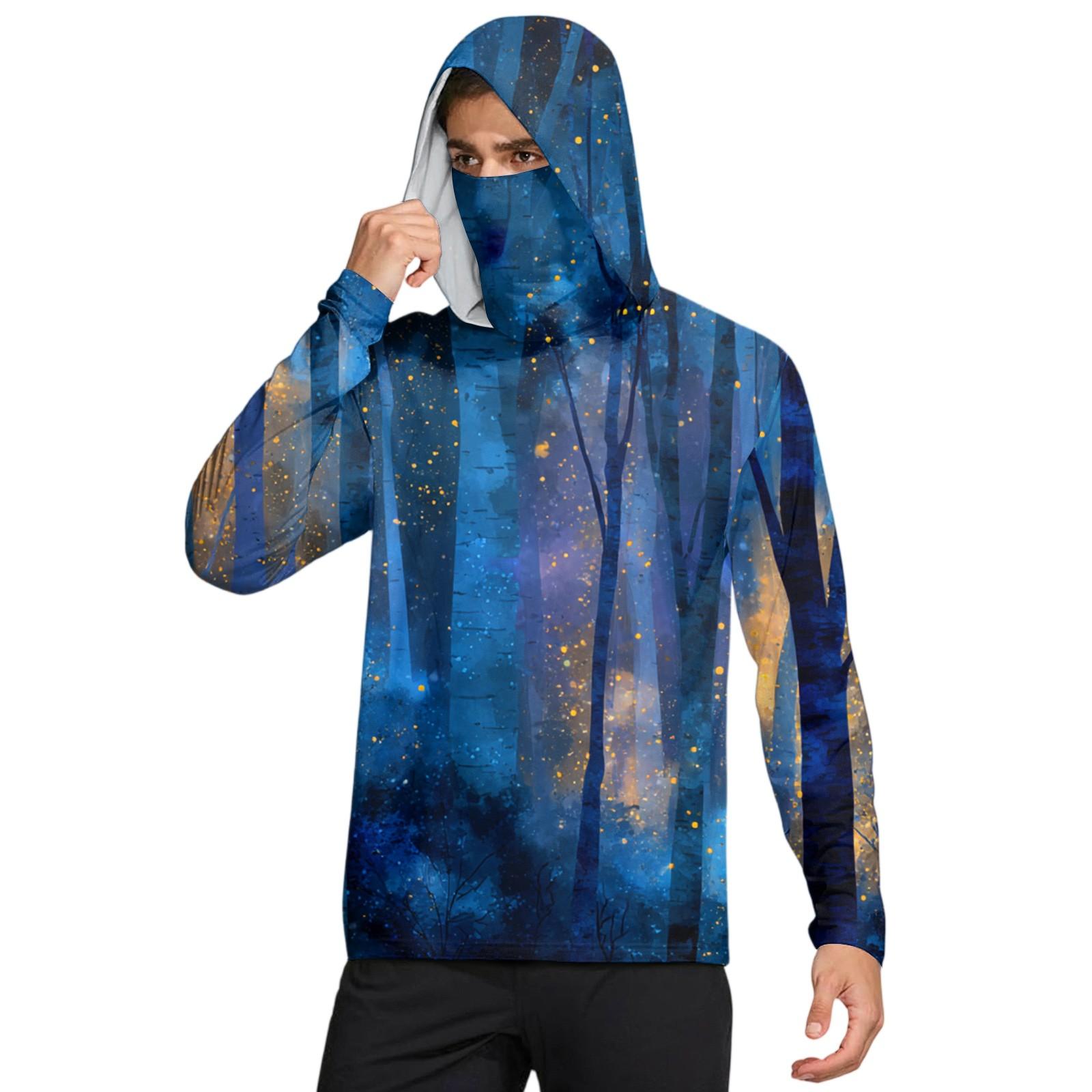 

Мужская рубашка с маской Легкая с длинным рукавом Капюшон Для пеших прогулок Рыбалки Для выступлений XL фиолетовый