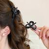 Vintage Leather Bow Small Shark Hair Claw Clip Sweet Ponytail Hair Accessories For Women Girls