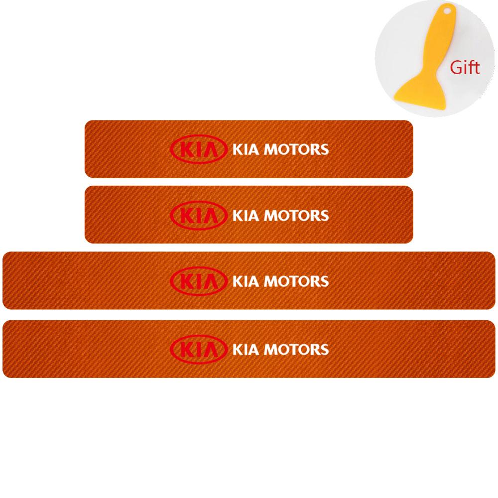 AANT1 4Pcs Carbon FiberCar Door Threshold Sticker Decal For KIA Sorento Optima Carnival K6 Sportage 3 4 Picanto KX1 RIO pv5 ev6 ev5 K3