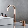 Basin Faucet Bathroom Super Long Pipe Two Holes Rose Gold Widespread Bathroom Faucet Sink Tap 360 Rotating Widespread Basin Tap