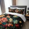3pcs Vintage Floral Bedding Duvet Cover Set Bohemian Floral Bedding Quilt Set Dark Floral Themed Bed Quilt Set Luxury